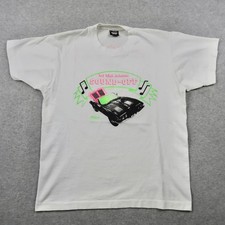 Vintage 1991 Sound-Off Car Audio T-Shirt Mens Large White Screen Stars Best USA picture