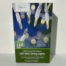 Mainstays 100 LED Mini String Lights Outdoor Warm White Connectable 22.5 ft NEW picture