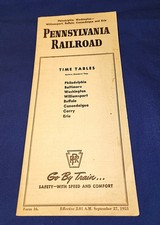 RAILROAD TIME TABLE PRR PENNSYLVANIA RAILROAD SEPT. 27, 1953   FINE CONDITION picture