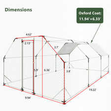 10 Ft. X 20 Ft. Galvanized Large Metal Walk In Chicken Coop Cage Farm Poultry Ru picture
