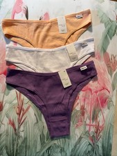 FINETOO Women’s Bikini Panties 3-Pack Size L Multicolor Cotton/Spandex NWT picture