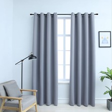 vidaXL Blackout Curtains with Rings 2 pcs Gray 54x95 Inch 100% Polyester Fabric picture