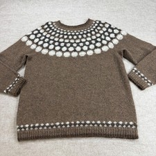 Icelandica Sweater XL Brown Wool Raglan Fair Isle Nordic picture