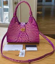 Brahmin Lilac Essence  Melbourne Style Adrian Embossed Gator Print Handles Strap picture