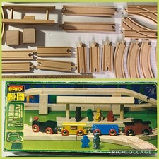 Vtg Brio Wooden Train Set #33133-Original Box Wooden Railway  Partial Set READ picture