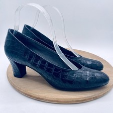 Vintage Stuart Weitzman Heels Womens 9.5 Black Alligator Leather Pumps y2k picture