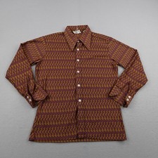 Vintage Towncraft Shirt Men XL Purple Gold Jacquard JC Penneys Dagger Collar 60s picture