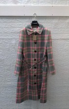 New Boden Lancaster Belted Mac Brown Neon Pink Check Sz 14R picture