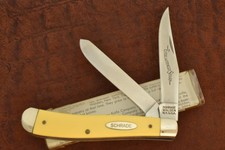 VINTAGE NOS SCHRADE WALDEN USA YELLOW TRAPPER KNIFE IN ORIG TUBE/BOX SWA293Y picture