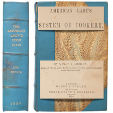 1854 Antebellum American Cook Book Crowen Leather Binding Auburn Buffalo NY picture