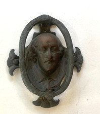 Antique William Shakespeare Bronze Door Knocker Circa 1890s - 1910s picture