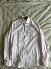NWT Eton Contemporary Fit 100% Cotton Pale Pink and White Stripe Shirt 38 15 picture