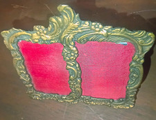 Vintage Italian Ornate Double Picture Frame Rococo Baroque Cherub Brass Tone picture