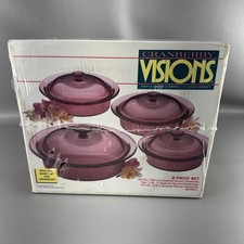 NOS Vintage 92 Corning VISIONS Cranberry 8-Piece Sealed Set 6015917 picture