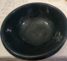 Bennington Vermont 1915L Ceramic Bowl Glossy Green/Black Round Printed Backstamp picture