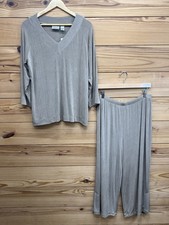 Chicos Travelers Set Outfit 3 XL Shirt Pants Capri Wide Clambake Tan NWT B142 picture