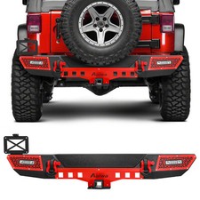 Offroad Steel Rear Bumper For 2007-2018 Jeep Wrangler JK JKU w/LED Light&D-Rings picture