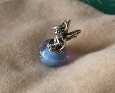 Retired James Avery Heavenly Angel Blue Finial Glass Charm-Brand new picture