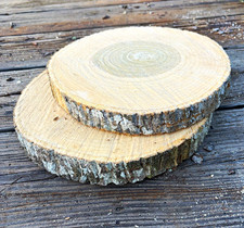 Cottonwood 11”x1” Natural Wood Circle Round Slice w/ Bark Edge, Set of 2 picture