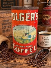 Rare Early Vintage Folgers Golden Gate Coffee Tin Can 2 1/2 Pound San Francisco picture