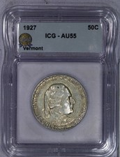 1927 Vermont Half Dollar 50c ICG AU55 picture
