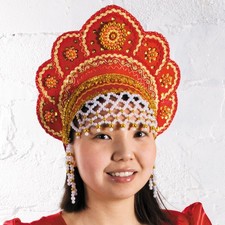 Red Kokoshnik Traditional Russian Folk Costume Headdress Kids / Adults picture