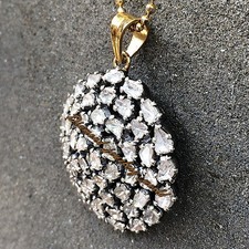 Vintage Style 4.05ct Genuine Old Mine Antique Cut Diamond Silver Pendant Jewelry picture