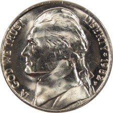 1982 P Jefferson Nickel Uncirculated Mint State 5c Coin Collectible picture
