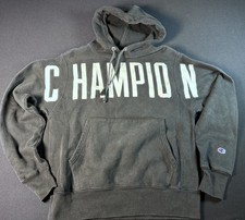 Champion Reverse Weave Pullover Hoodie Mens S Black Logo Graphic Fleece picture