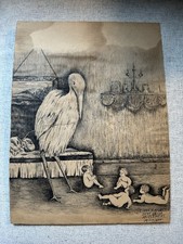1908 Outsider Art Self-Taught Artist Linda M Appleton Mt Clemens MI Ink Drawing picture