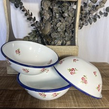 Vintage Bagatelle Floral Enamel Bowls Shabby Chic Rose Cottagecore Farmhouse 3 picture