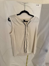 Ann Taylor white sleeveless contrast-trim blouse L picture