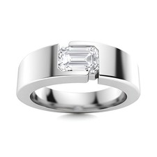 Diamond Men's Ring For Engagement 18k White Gold Lab Grown 0.50 Carat Emerald picture