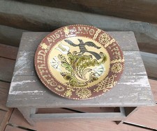 Vintage Joel Huntley 1998 Sgrafitto Redware Pottery 1776 Bowl Deep Plate Platter picture