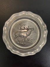 Vintage WMF Reinzinn Pewter Wall Plate Deer Stag Germany picture