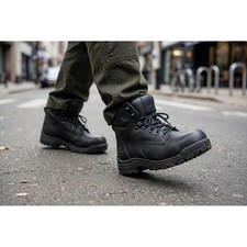Timberland Pro Mens 7.5 Work Shoes Solid Black Leather Industrial Safety Boots picture