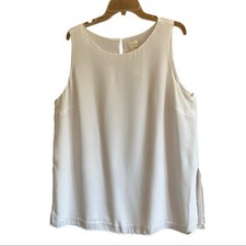 Chicos White Sleeveless Tunic Blouse Lined Crepe Keyhole Size 3 XL Extra Large picture