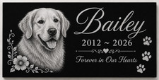 Personalized Dog Memorial Stone Granite Grave Marker Photo Engraved 6x12 picture