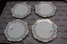 4 INCREDIBLY BEAUTIFUL antique Haviland Limoges pink rose w/ gold rim 9