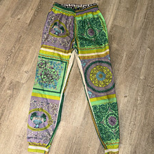Versace Medusa Green/Purple Medallion Jogger Pants Elastic Waist Tapered 48 picture