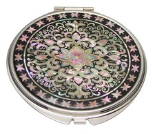 Mother of Pearl Compact Makeup Portable Cosmetics Magnifying Hand Mini Mirror picture