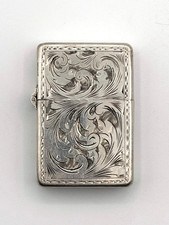 Vintage Italian 800 Silver Engraved Scrollwork Petrol Pocket Lighter picture
