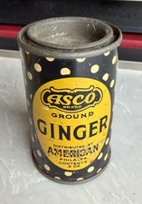 VTG Antique Bakers ASCO Pure Ginger Tin Can Container Display Philadelphia PA picture