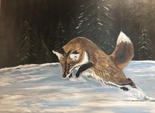 Original Red Fox Painting On Canvas By Arkansas Artist Leah Smith picture