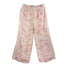 Wonderly Dress Pants Womens 2XL Pink Orange Paisley Wide Leg Elastic Lined picture