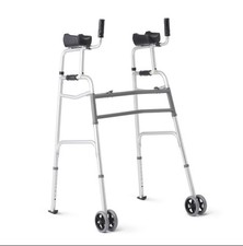 Medline Upright Walker with 5” Dual Wheels, Forearm Armrests 300 lb capacity picture