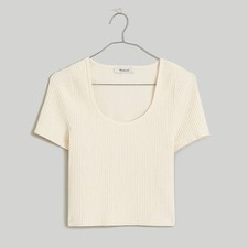NWT Madewell ‘Ottoman Crop Sweater Tee’ in Ivory Size S picture