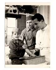 WWII WW2 Original Photo Military Doctor Helping Young Boy 1940s *READ* picture