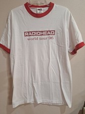 Vintage 1990s Radiohead Band Ringer T Shirt Large Grunge Rock-Z2 picture