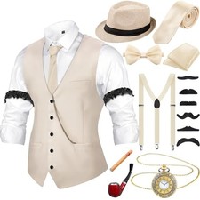 Neer 1920s Mens Costume Accessories Outfit X-Large Beige picture